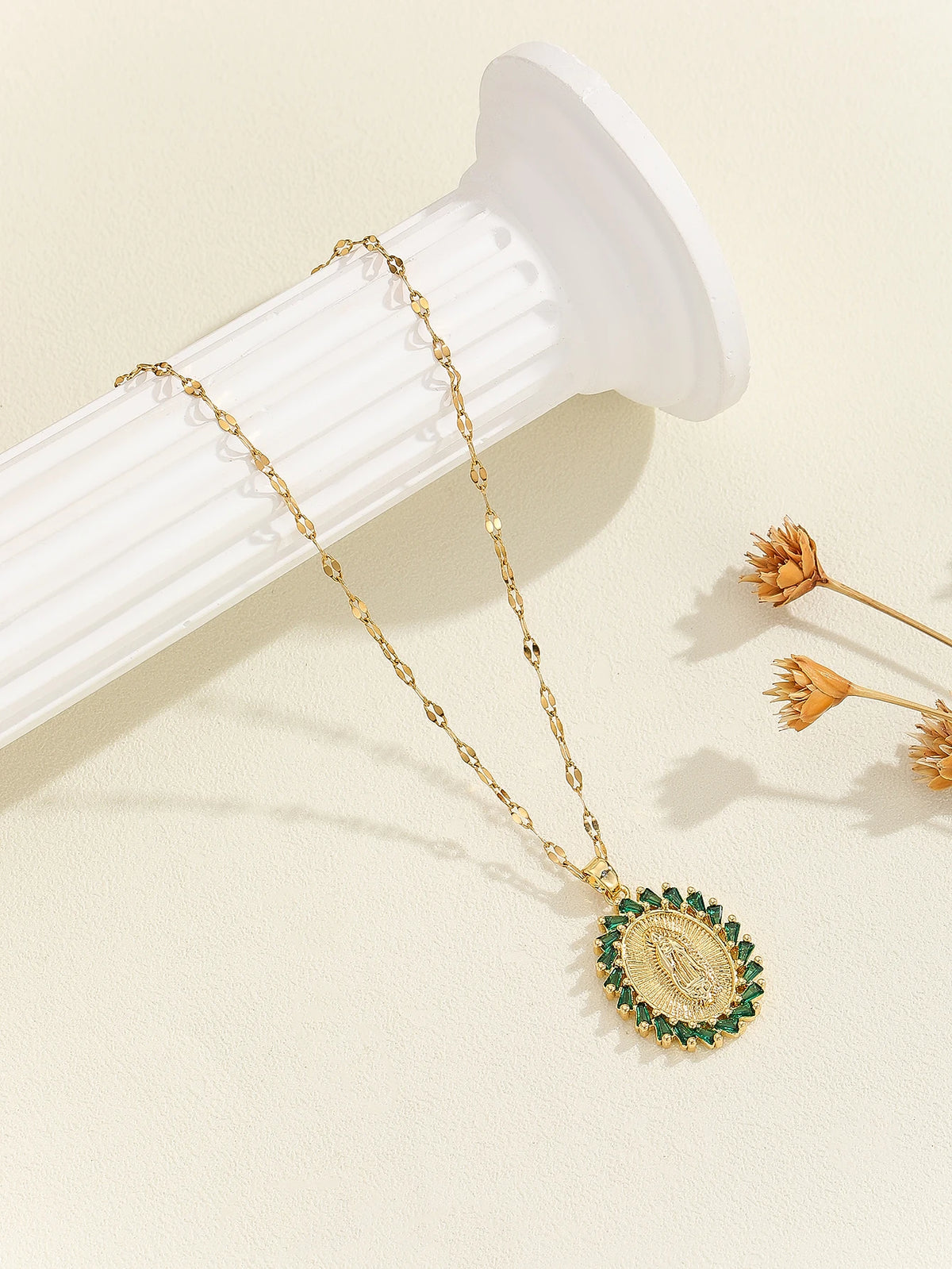 Gold Plated Multicolor CZ Pendant Necklace