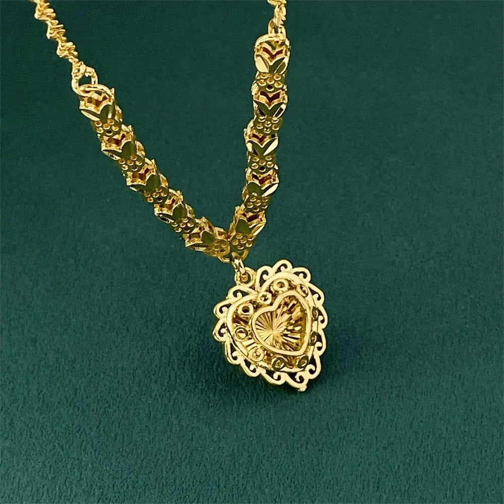 Gold Plated 925 Silver Love Heart Pendant Necklace