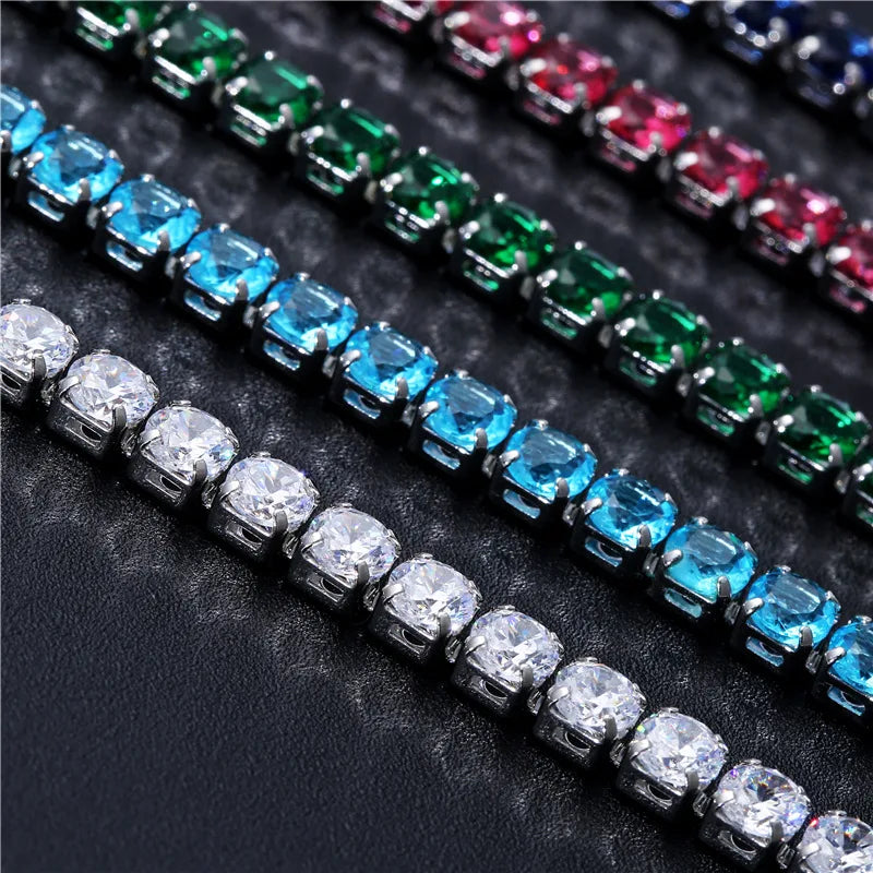 4mm Cubic Zirconia Tennis Bracelet – Elegant Gold & Silver Design