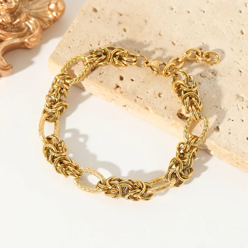 18K Gold-Plated Twisted Stainless Steel Bracelet