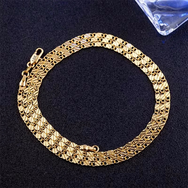 18K Gold 2mm Side Chain Necklace 16–30
