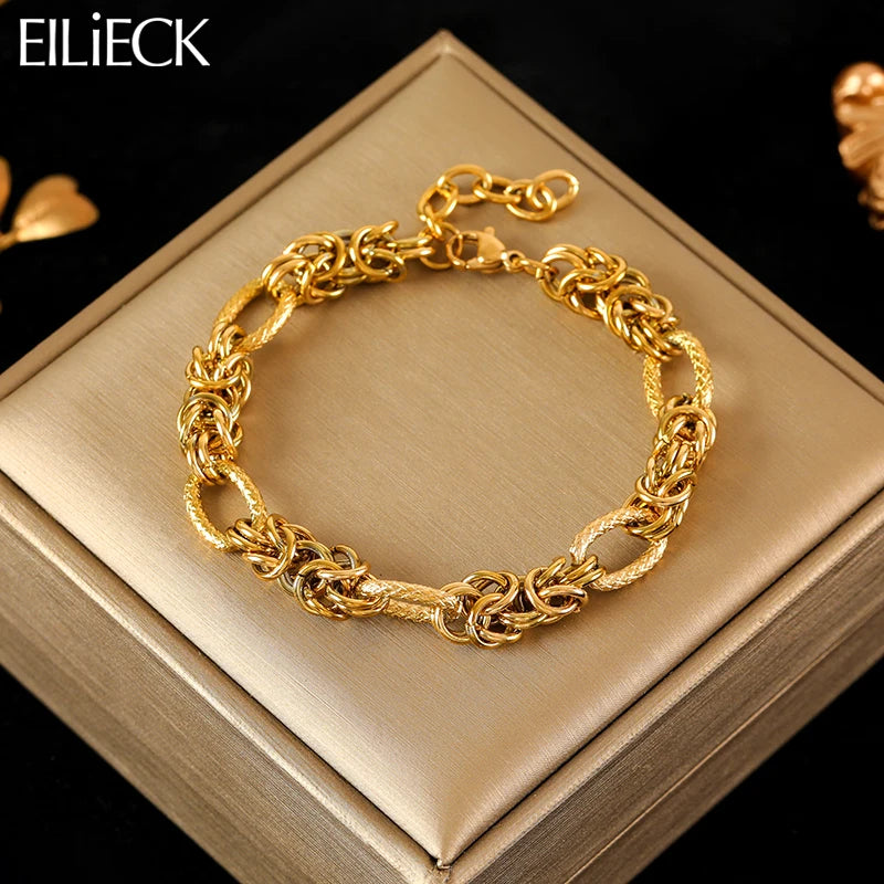 18K Gold-Plated Twisted Stainless Steel Bracelet