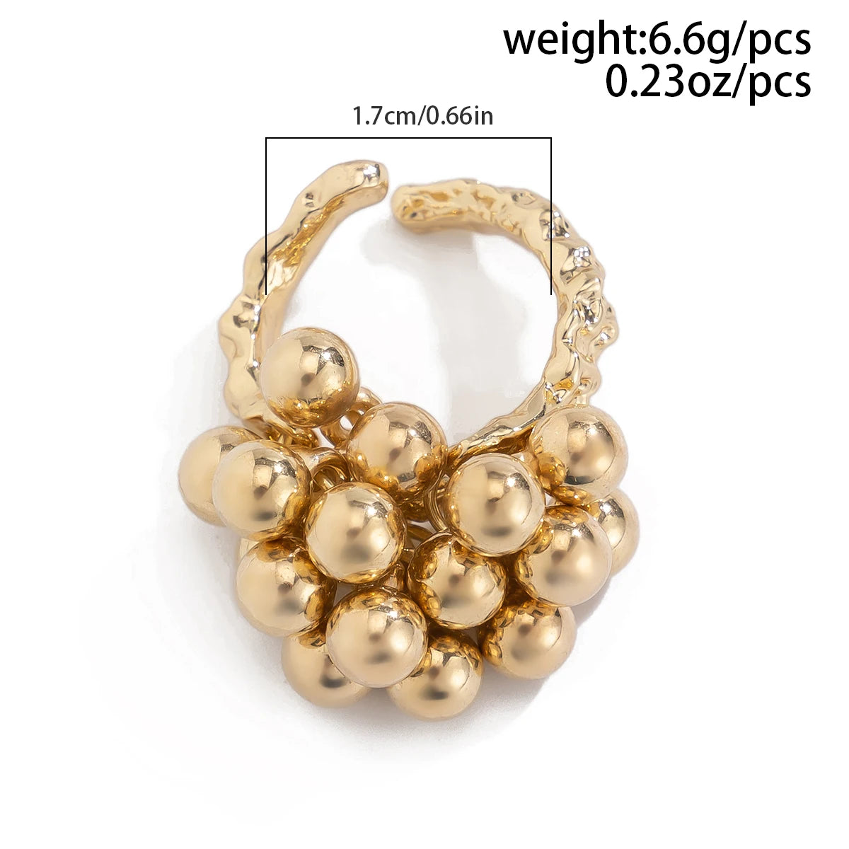 Irregular Punk Small Ball Open Ring