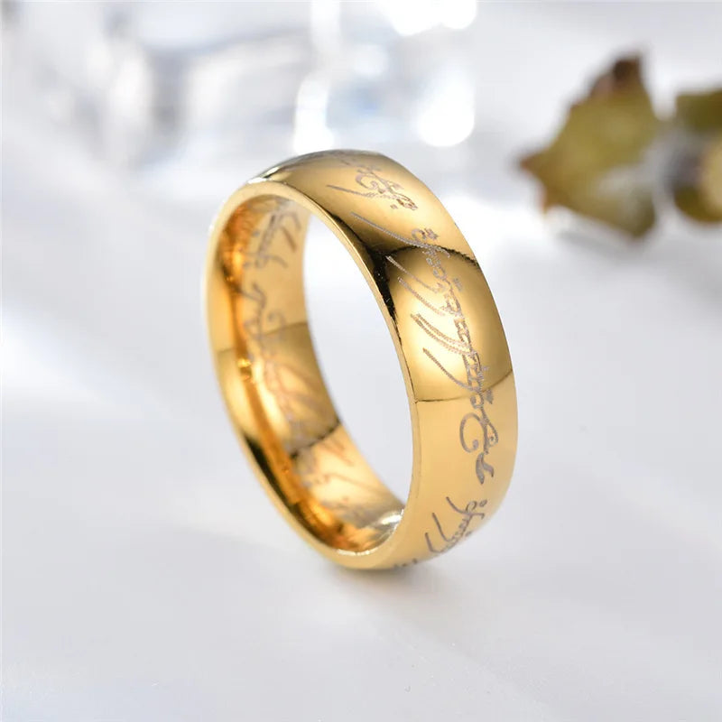 6mm Stainless Steel Laser Engraved Couple Rings