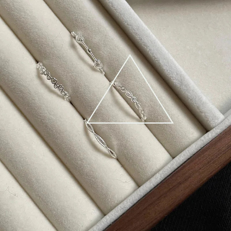 Sterling Silver Hollow Love Heart Ring for Women
