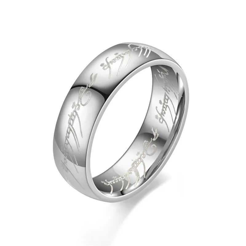 6mm Stainless Steel Laser Engraved Couple Rings