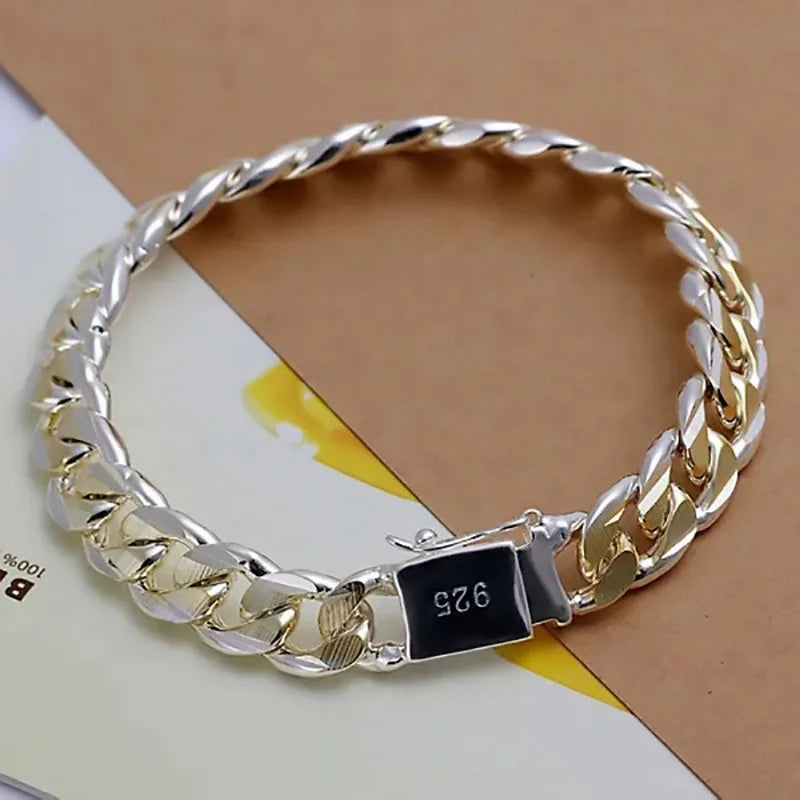925 Sterling Silver Chain Bracelet for Men & Women – Elegant Classic Design
