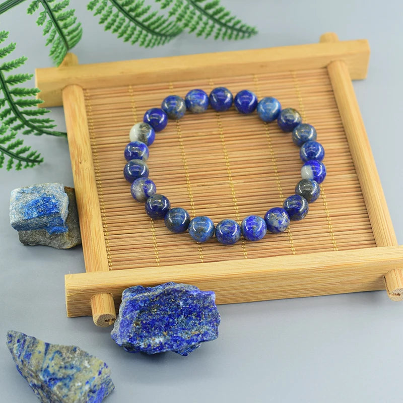 Natural Lapis Lazuli Bead Bracelet – Elegant Design for Men & Women