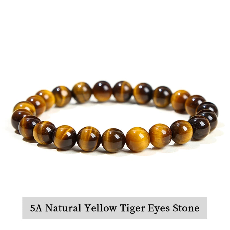 Natural Stone Bead Bracelet – Amethyst, Tiger Eye & Crystal Design for Men & Women