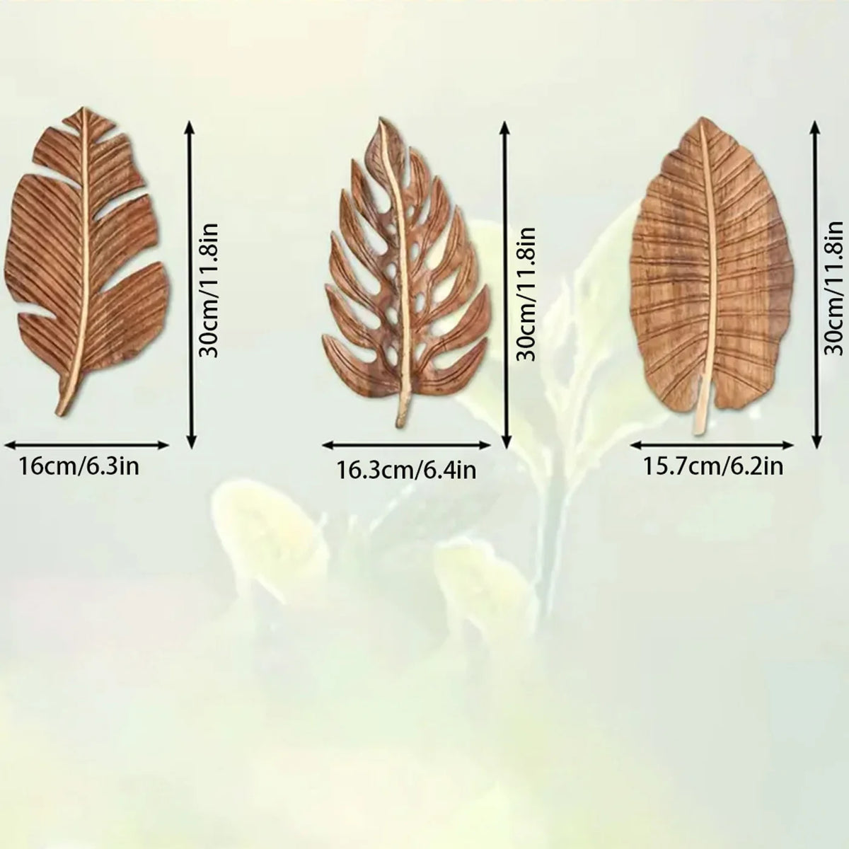 3-Piece Wooden Leaf Wall Art