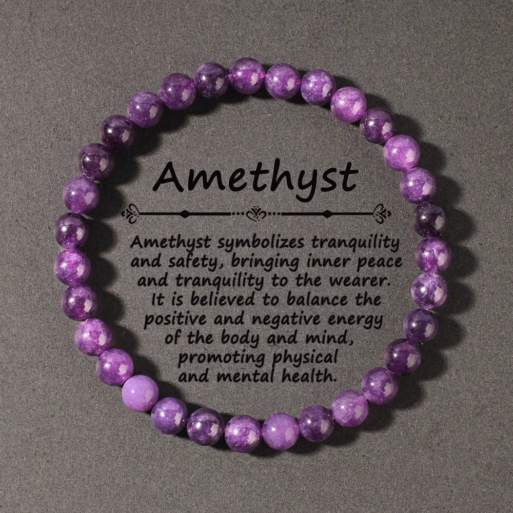 Natural Amethyst Beaded Bracelet Unisex