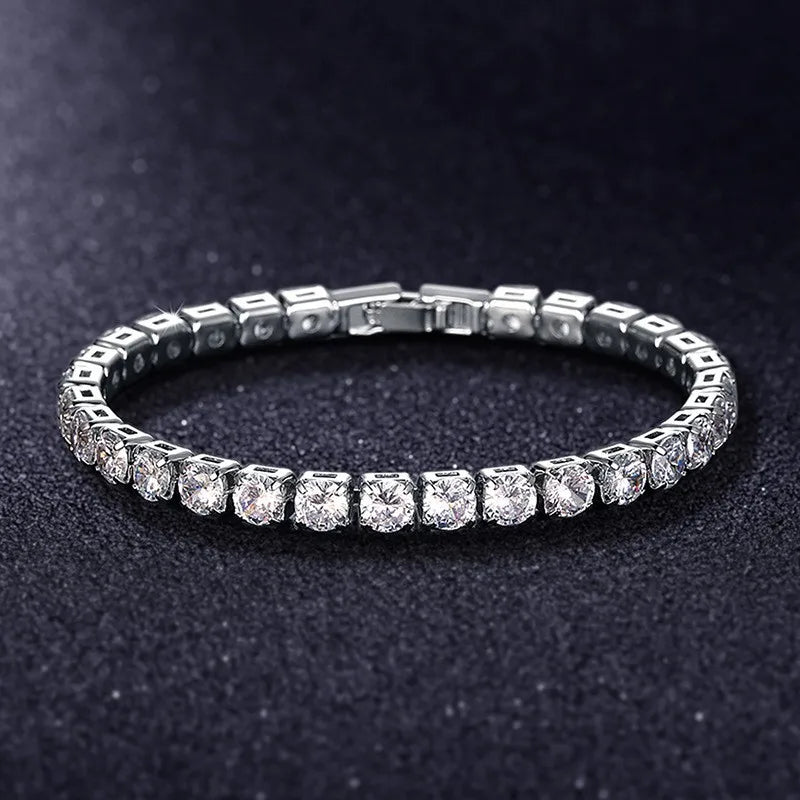 4mm Cubic Zirconia Tennis Bracelet – Elegant Gold & Silver Design