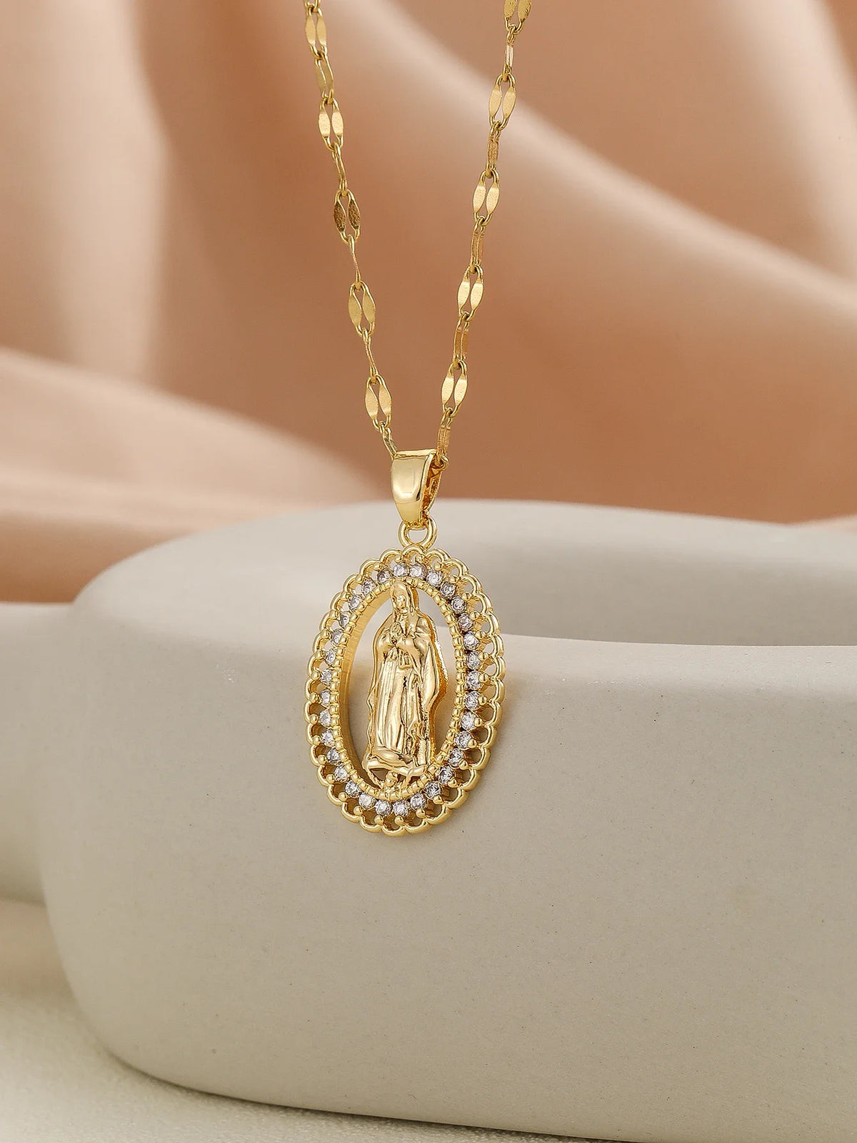 Gold Plated Multicolor CZ Pendant Necklace
