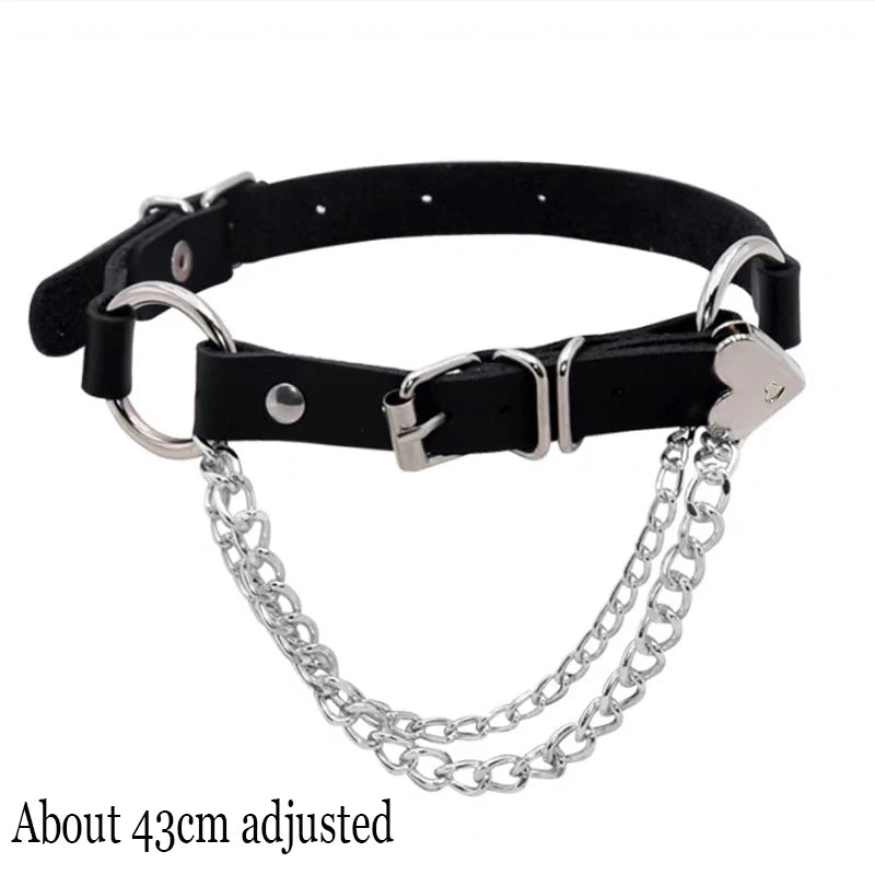 Black Gothic Heart Lock Spike Choker Necklace