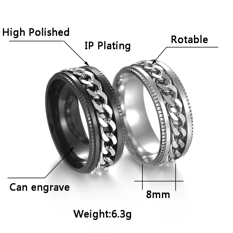 Rotatable Stainless Steel Punk Spinner Ring