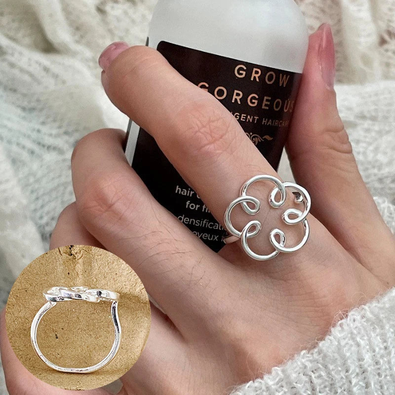 925 Sterling Silver Retro Flower Ring