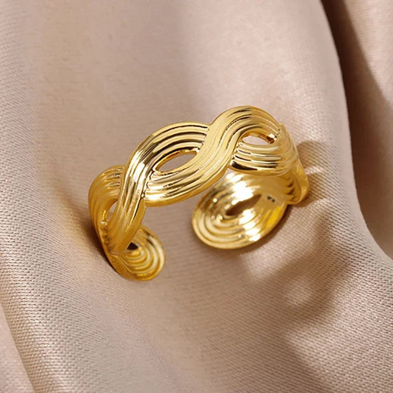 Gold Geometric 316L Stainless Steel Ring