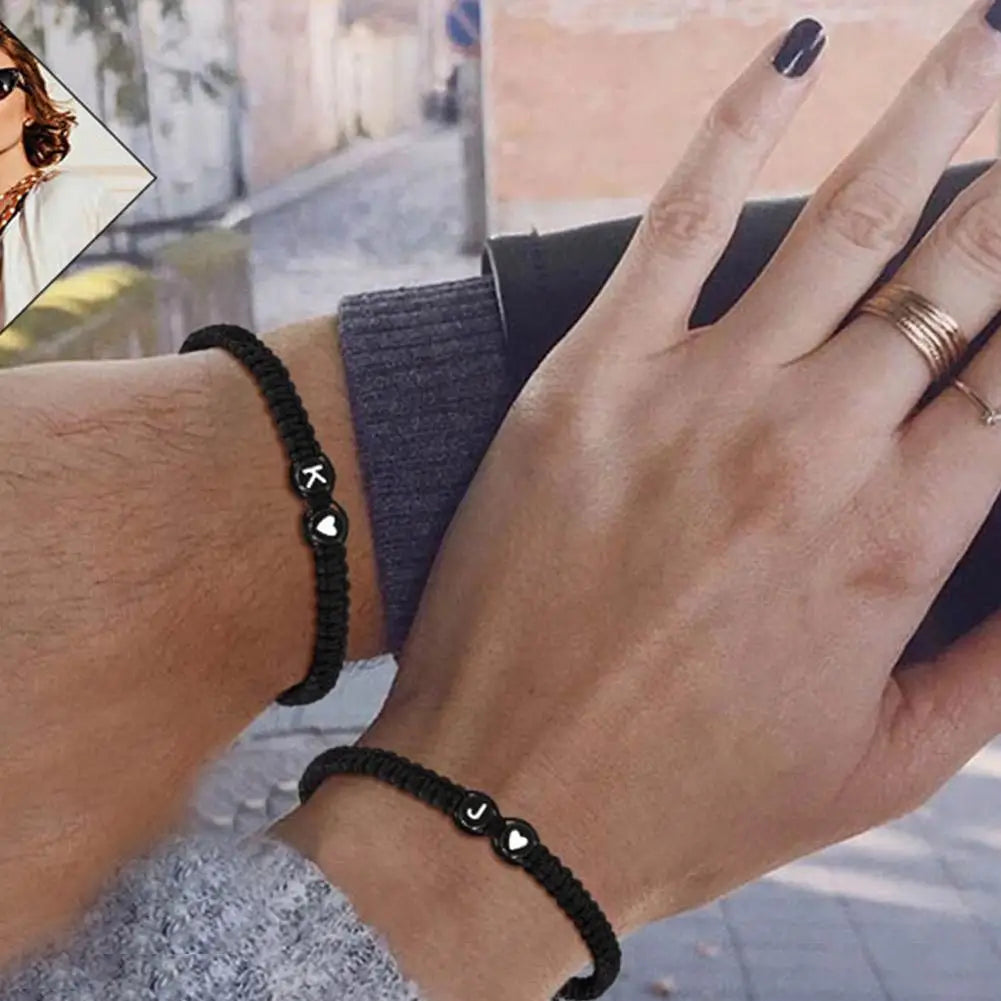 Initial Heart Bracelet – Adjustable A-Z Design for Men & Women