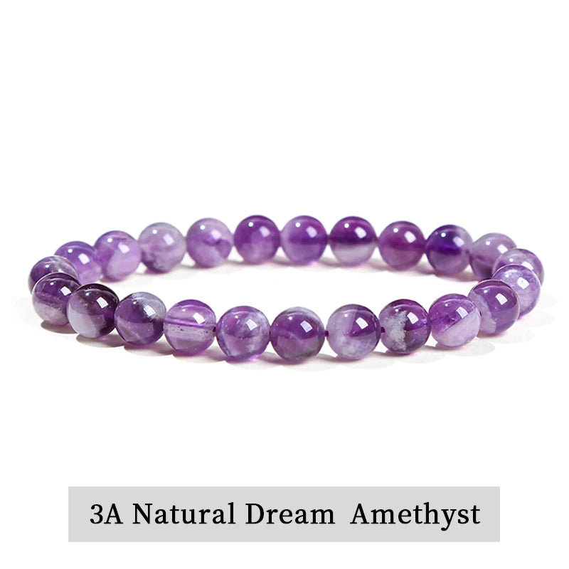 Natural Stone Bead Bracelet – Amethyst, Tiger Eye & Crystal Design for Men & Women