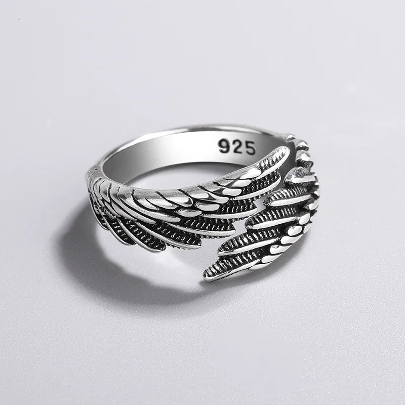 925 Sterling Silver Angel Wing Adjustable Ring