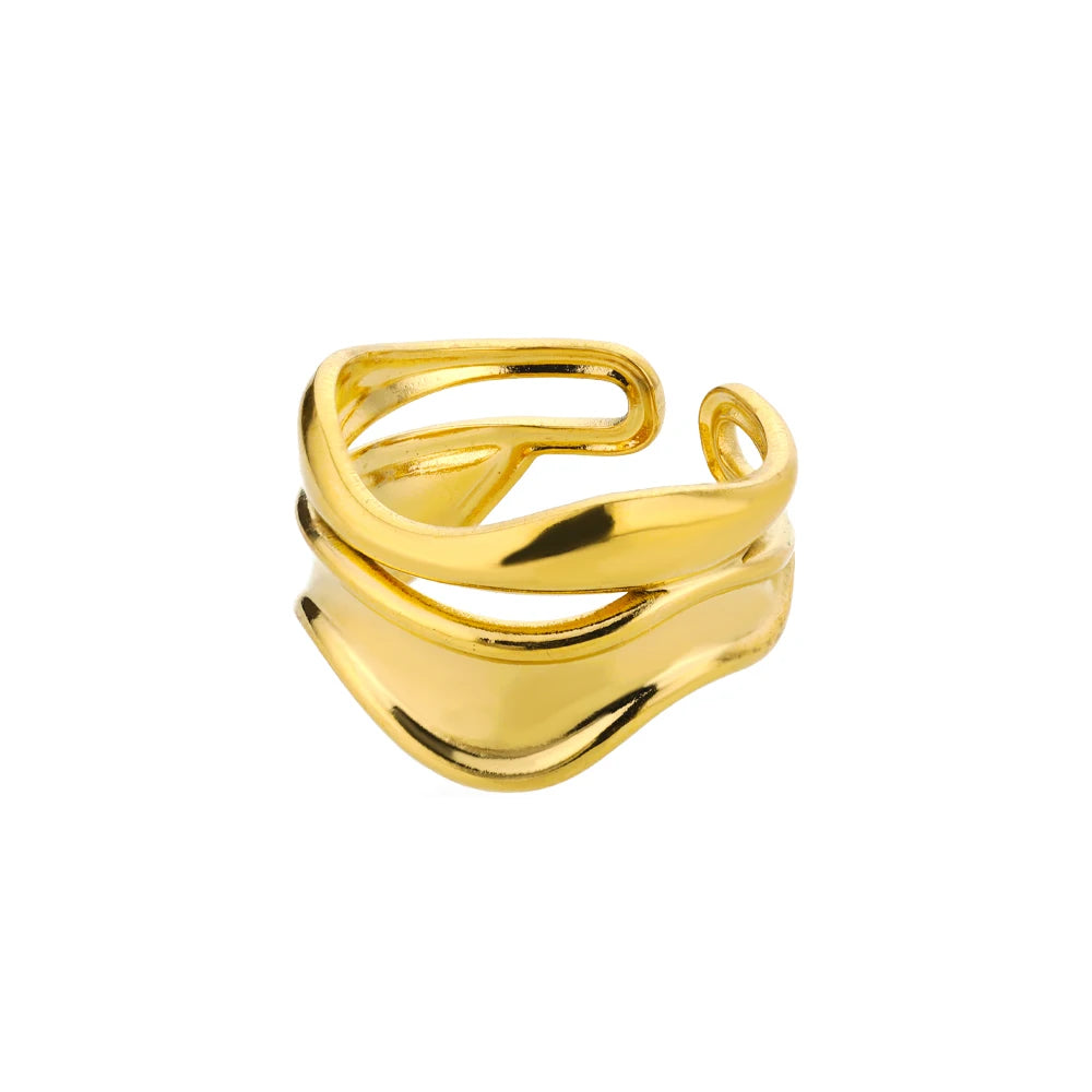 Gold 316L Stainless Steel Star Adjustable Ring