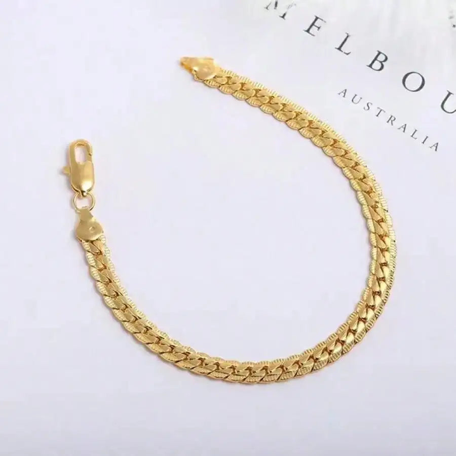 Gold Plated 925 Silver Side Chain Bracelet