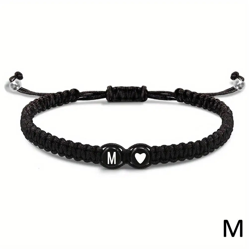 Initial Heart Bracelet – Adjustable A-Z Design for Men & Women