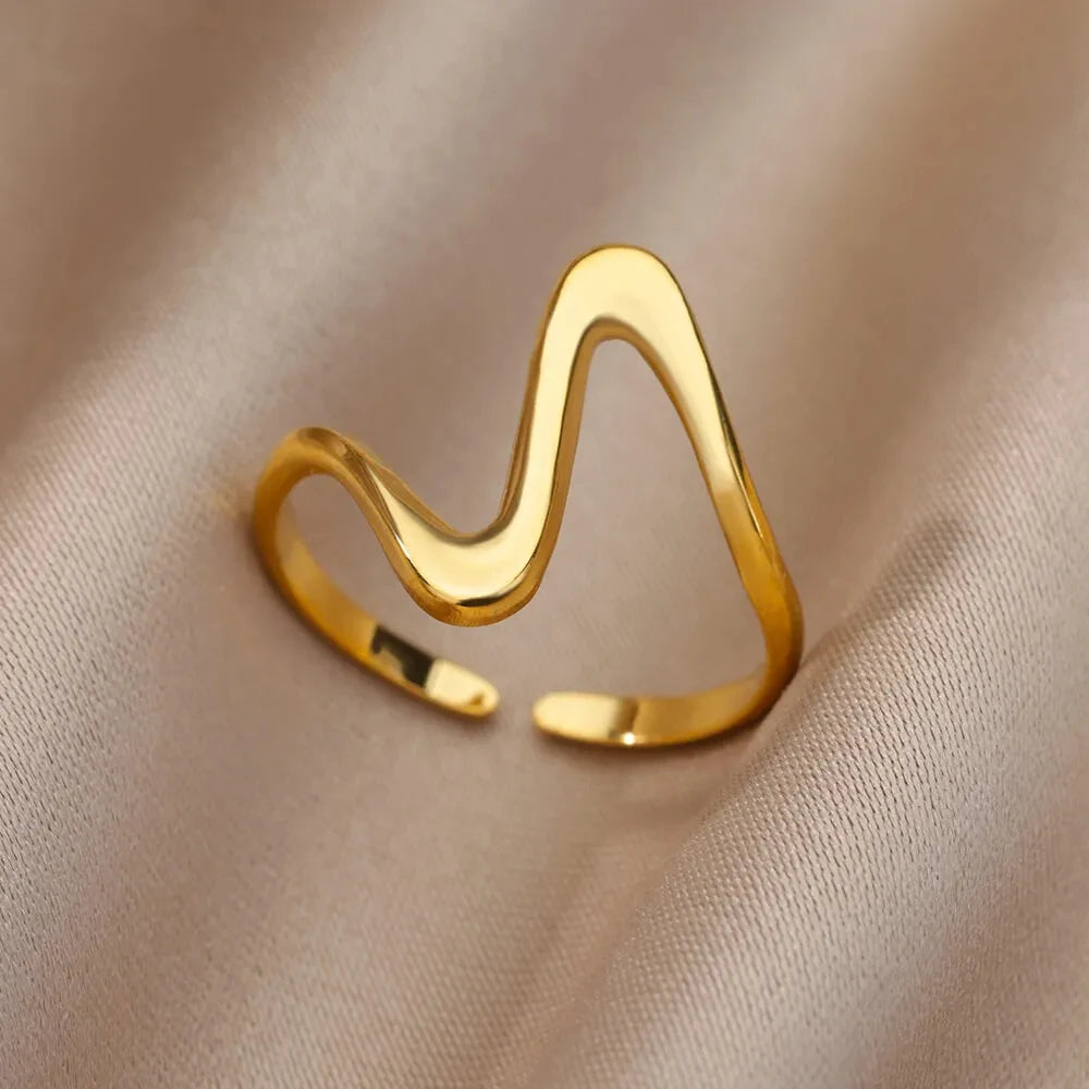 Gold Stainless Steel Classic Women's Ring