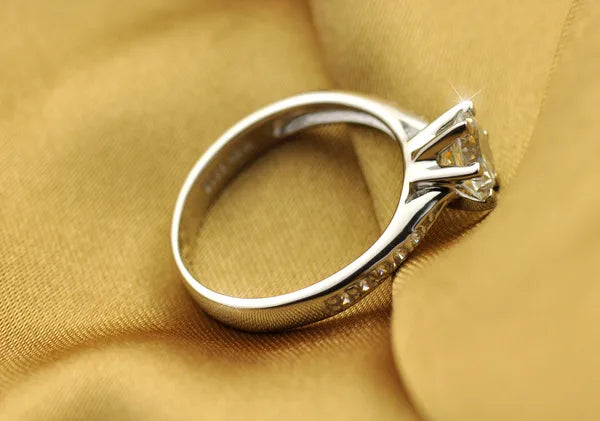 Classic 925 Sterling Silver Six-Prong Ring