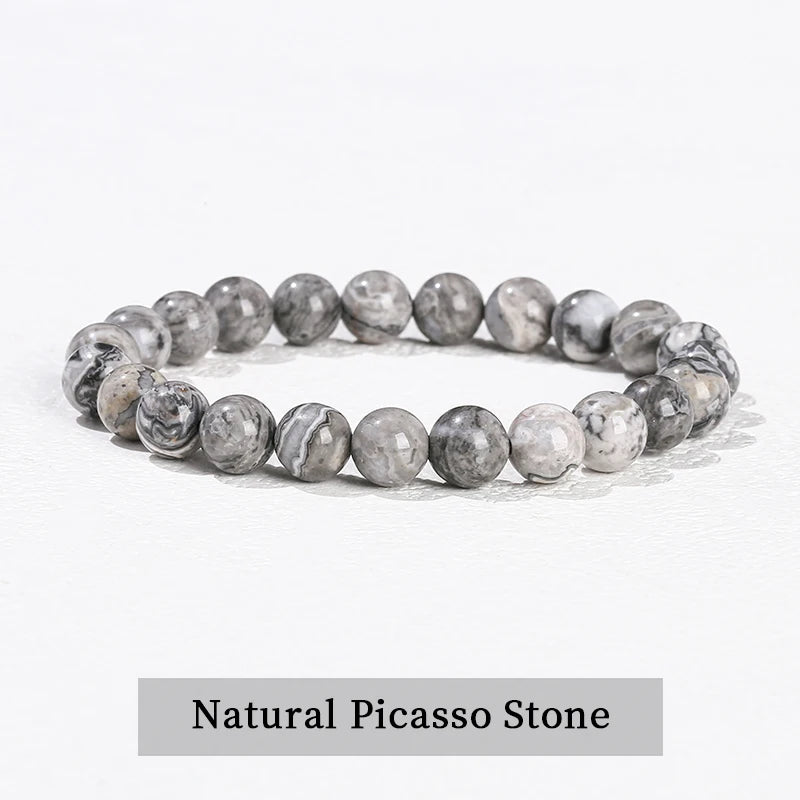 Natural Stone Bead Bracelet – Amethyst, Tiger Eye & Crystal Design for Men & Women