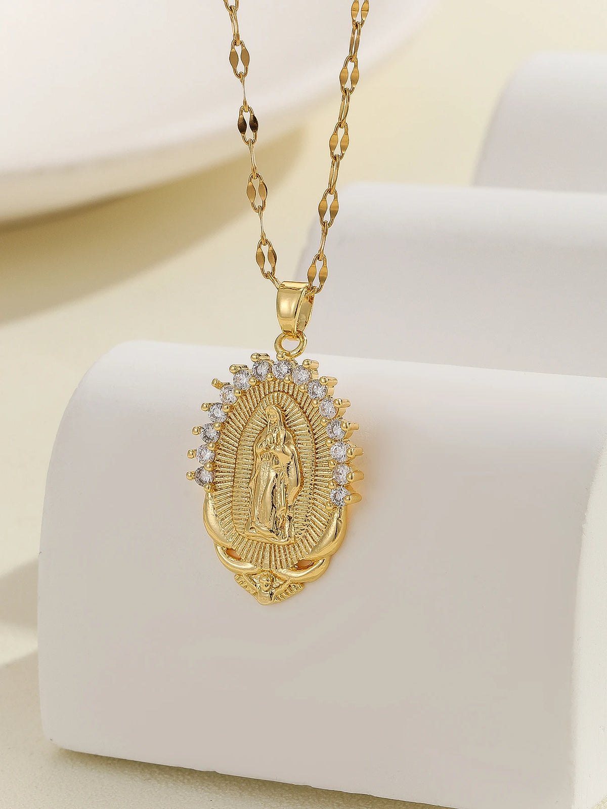 Gold Plated Multicolor CZ Pendant Necklace