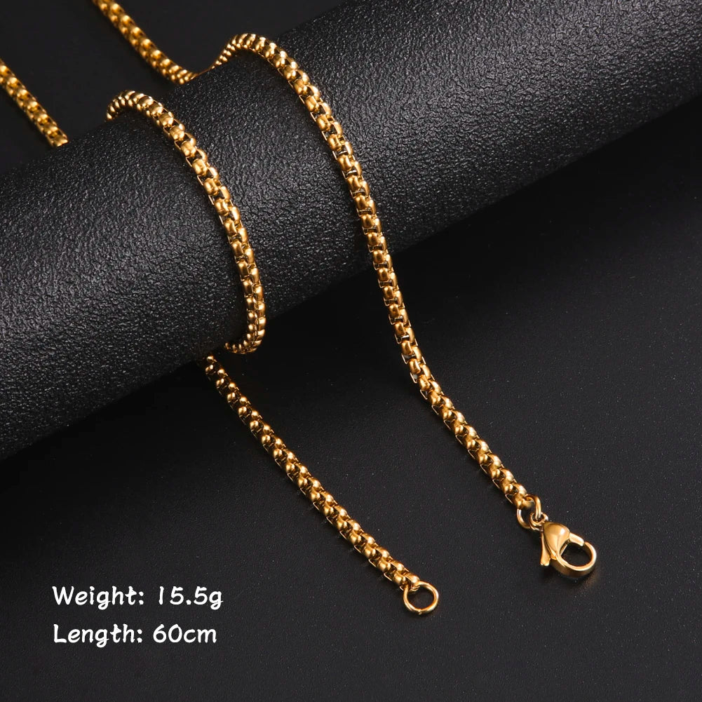 Skyrim 60cm Black Gold Stainless Box Chain