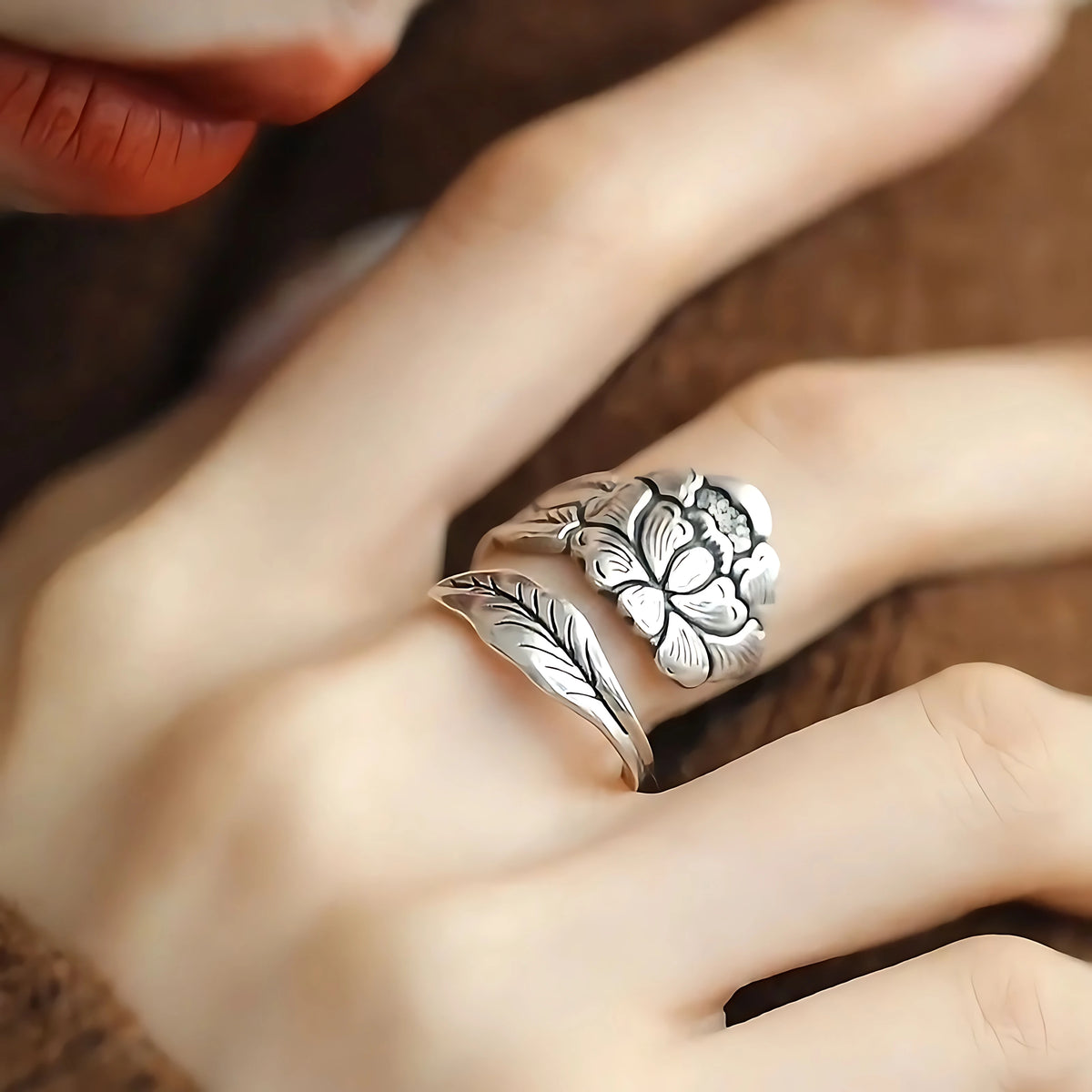 925 Sterling Silver Retro Flower Ring