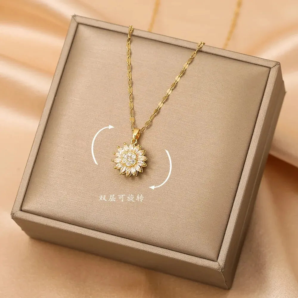 Rotating Sunflower Necklace