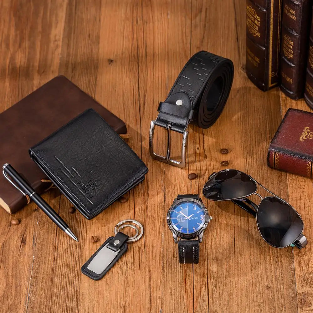 6pcs Men's Watch & Accessories Gift Set