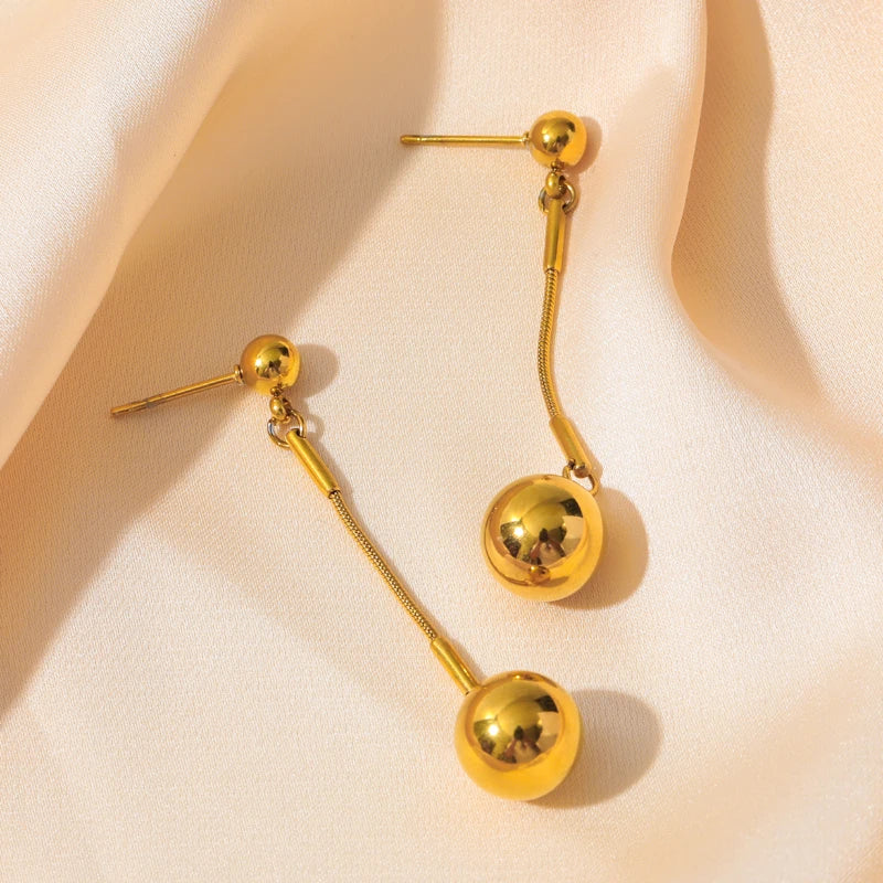 Gold Plated Bead Pendant Necklace & Earrings Set