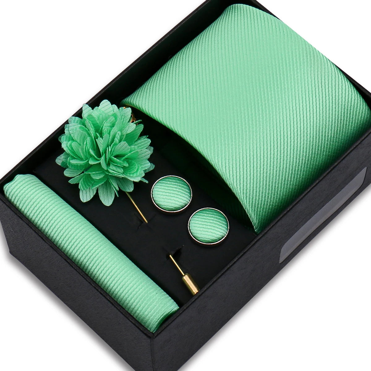 Men’s Solid Color Tie & Accessories Set