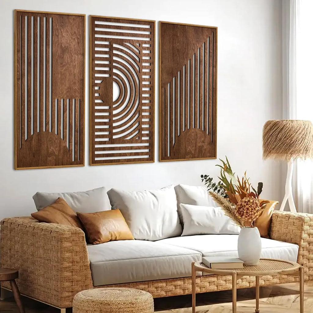 3-Piece Geometric Wooden Wall Art