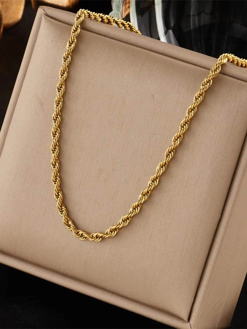 Gold Plated Rope Chain Necklace & Bracelet Set