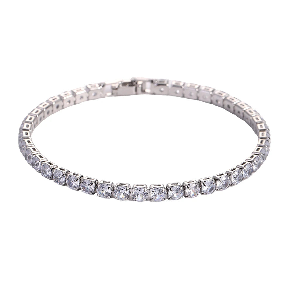 4mm Cubic Zirconia Tennis Bracelet – Elegant Gold & Silver Design