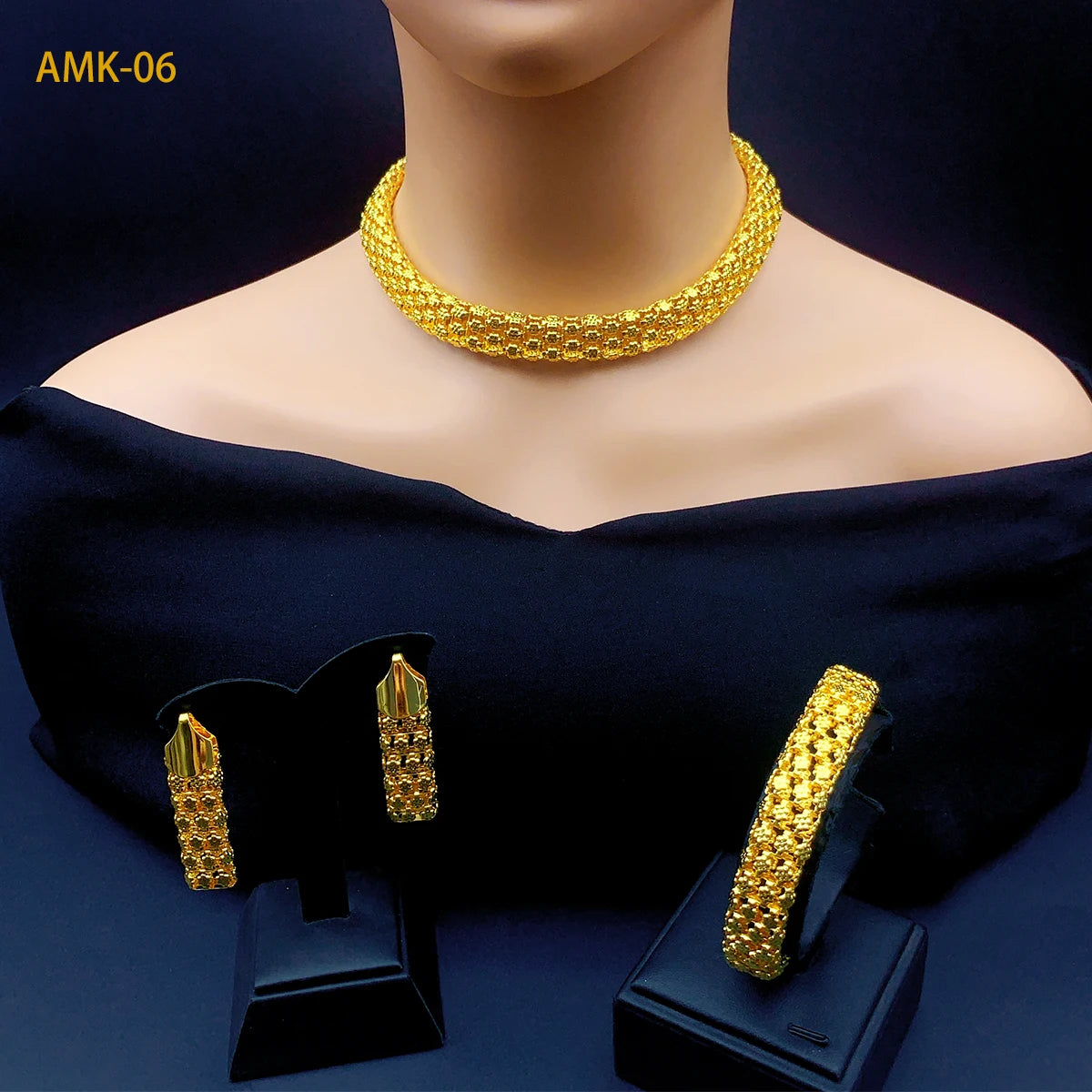 Gold-Tone Necklace and Earring Set