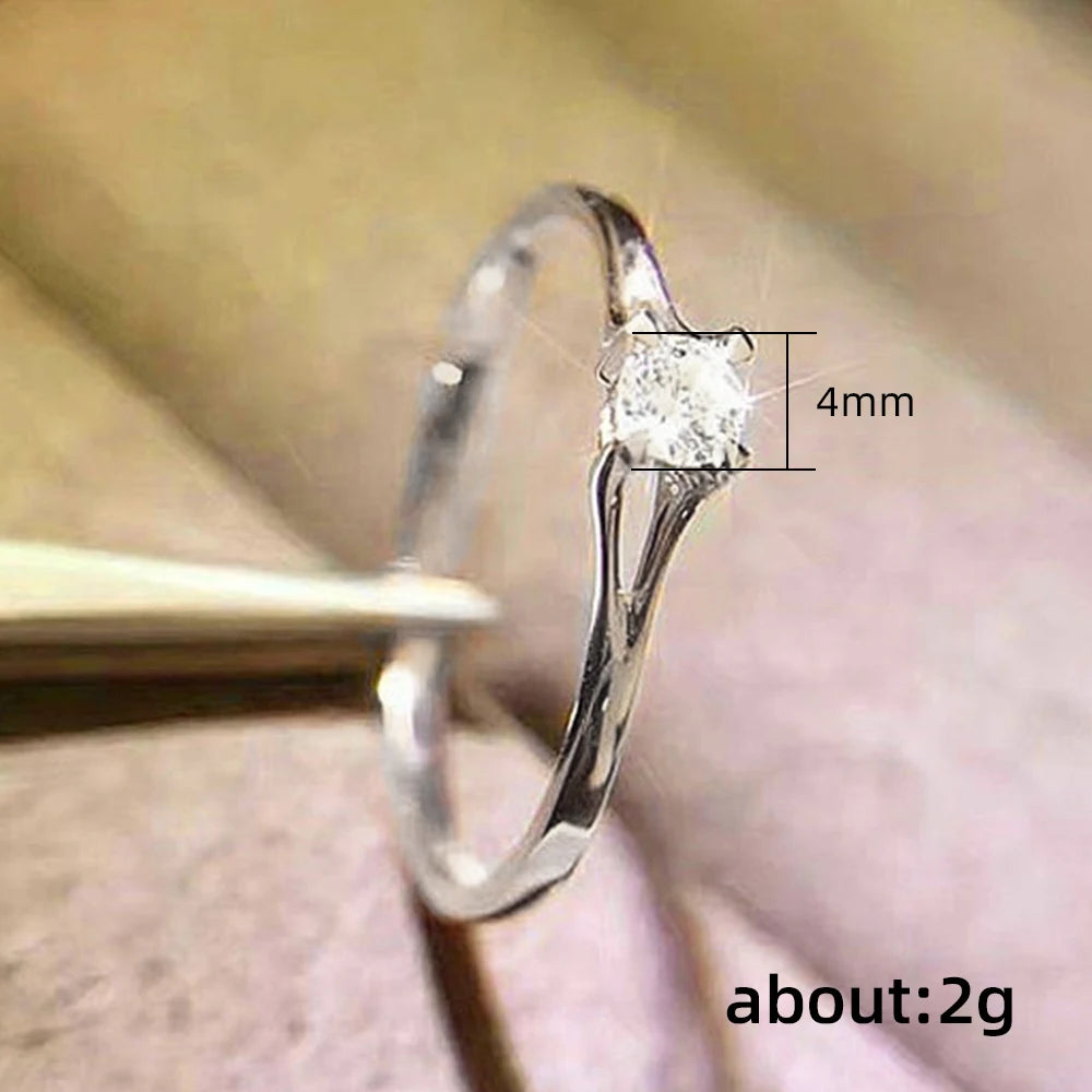 Minimalist 4mm Cubic Zirconia Wedding Ring