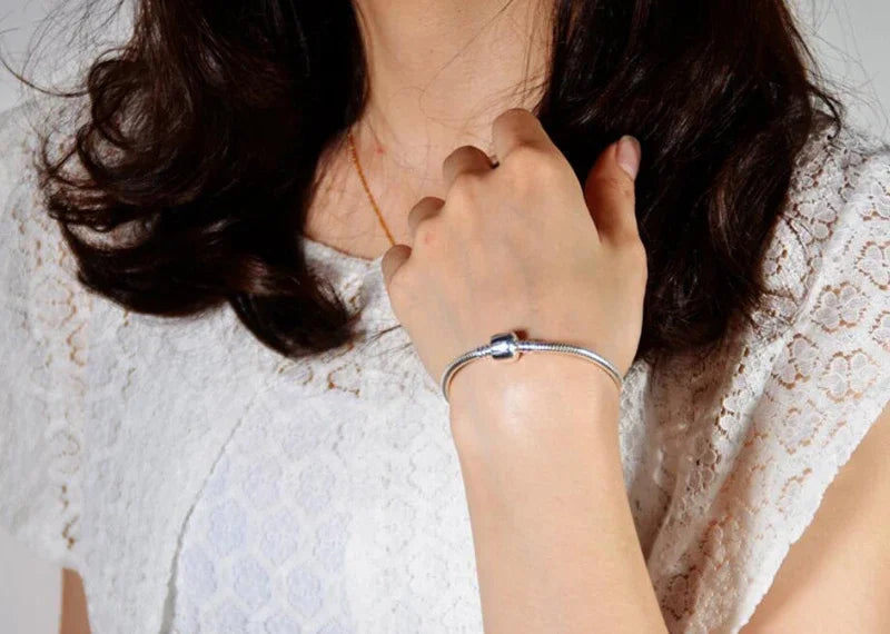 925 Sterling Silver Snake Chain Bracelet for Women – Elegant Charm Design