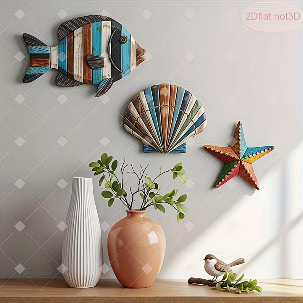 3-Piece Coastal Wooden Wall Decor