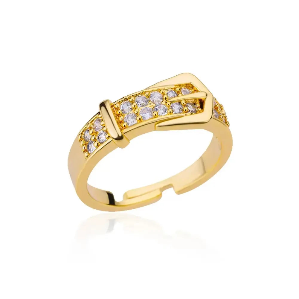 Gold CZ Stainless Steel Ring for Women