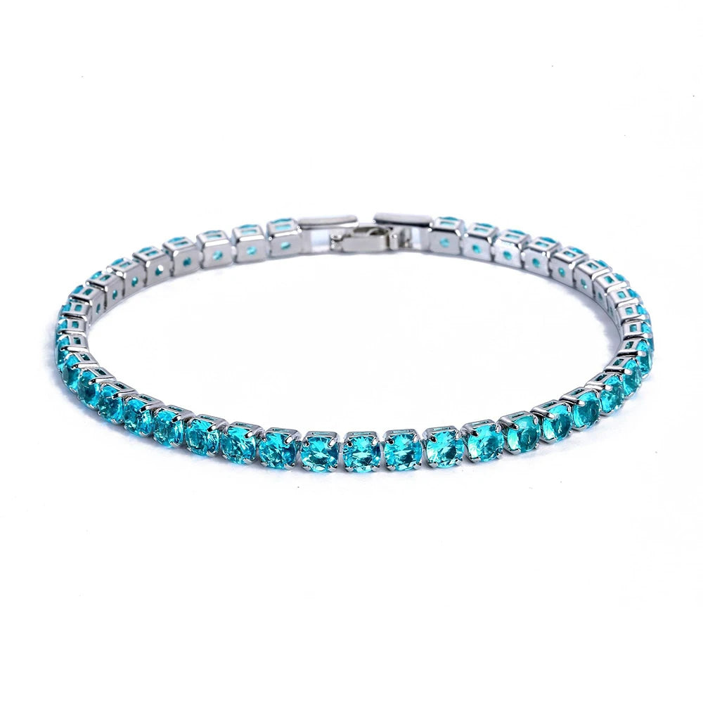 4mm Cubic Zirconia Tennis Bracelet – Elegant Gold & Silver Design