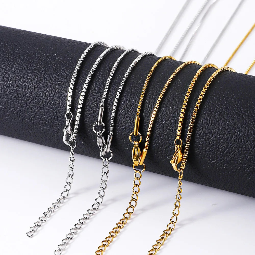 Gold Stainless Steel Box Chain Necklace 1.2mm