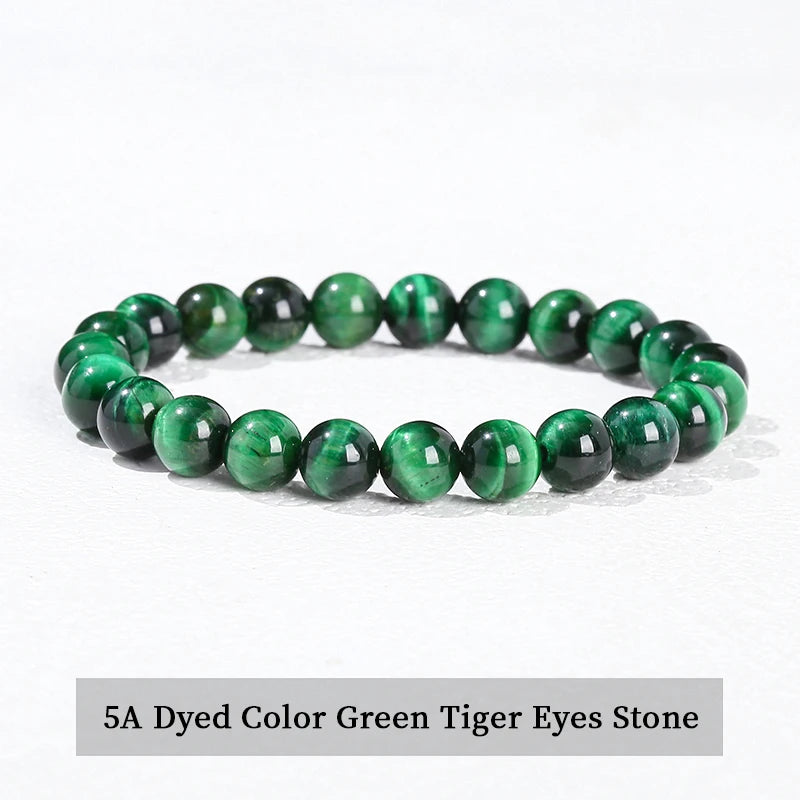 Natural Stone Bead Bracelet – Amethyst, Tiger Eye & Crystal Design for Men & Women