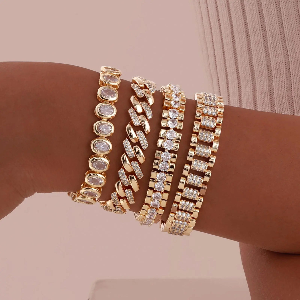 14K Gold-Plated Paperclip Chain Bracelet with Cubic Zirconia