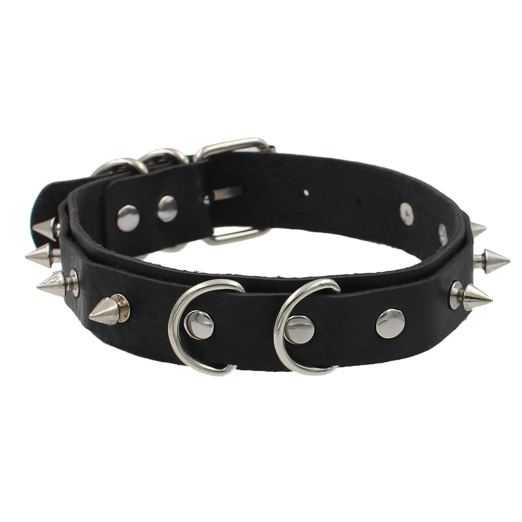 Black Gothic Heart Lock Spike Choker Necklace